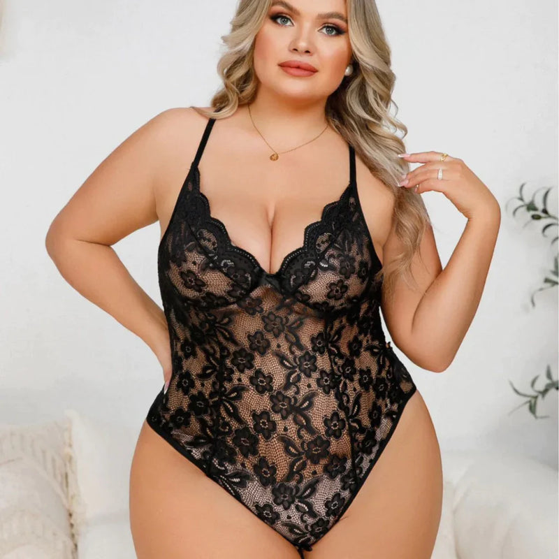 Lingerie Plus Size Rendada Body Sedução Luxo