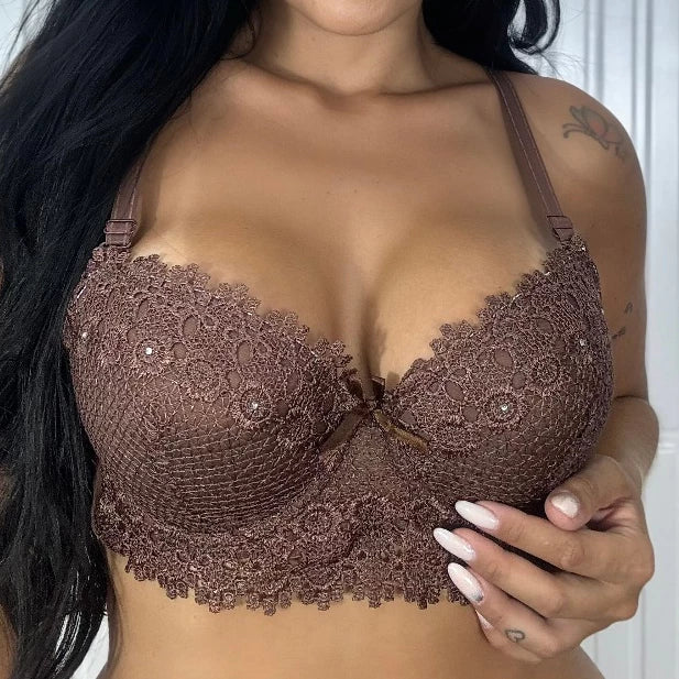 Sutiã com Bojo bolha em renda Guipir Sexy Moda Íntima Feminina Bojo Antiquebra